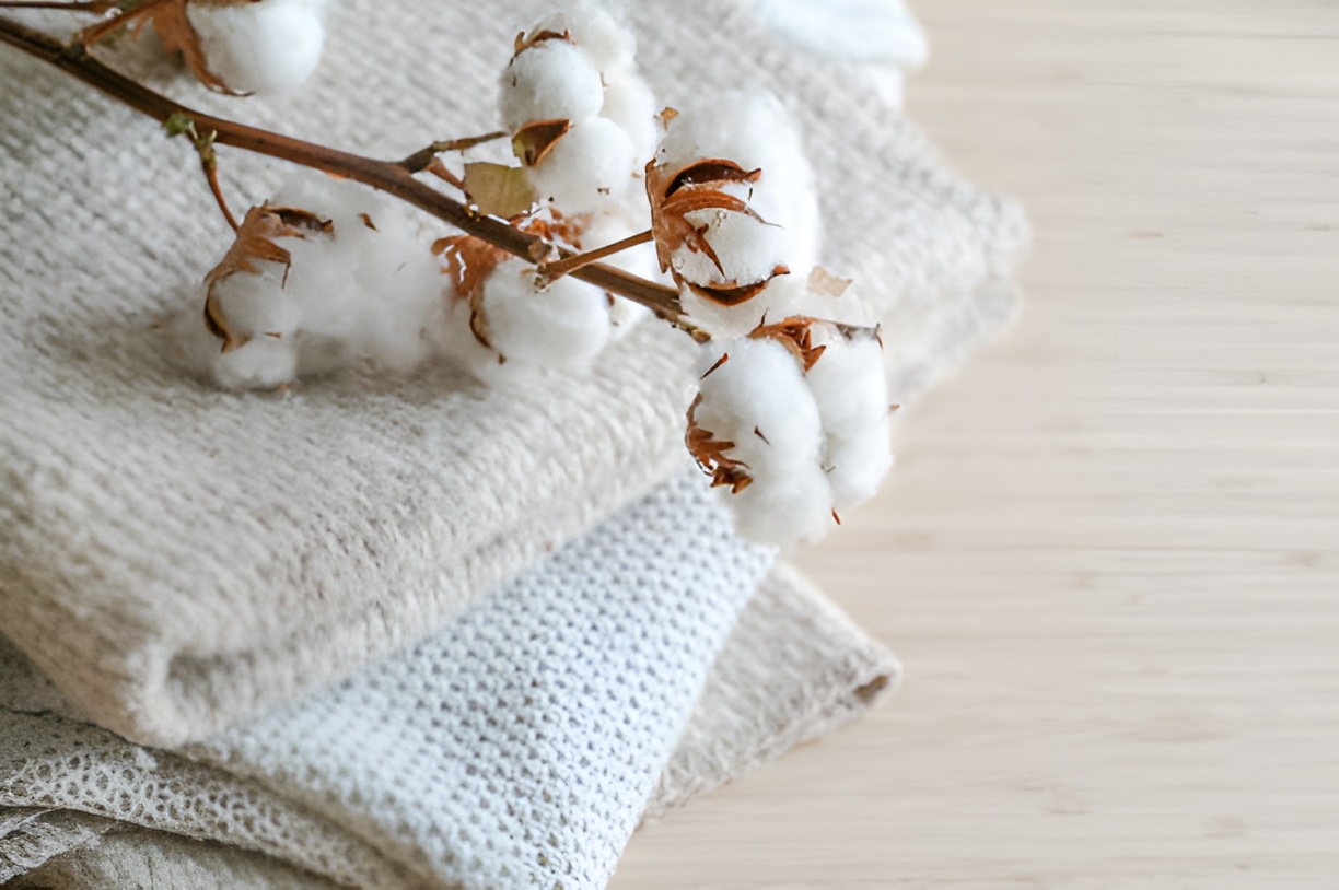 cotton balls on top of eco-friendly fabrics